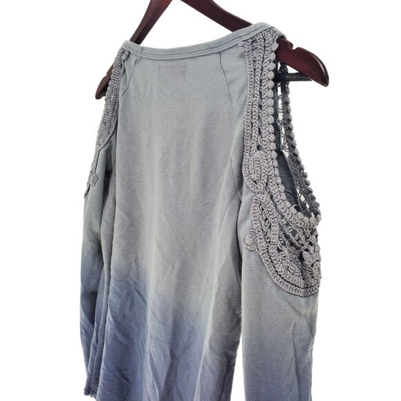 Knox Rose S Sweater Shirt Crochet Boho Cold Shoulder Top Long Sleeve Ombre - Picture 6 of 10